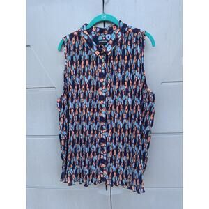 Wildfang The Empower Plisse Button Up Tank Top Pleated Sz 1X NWT Contemporary